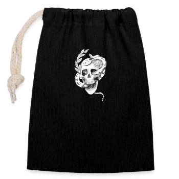 Snake Skull - Closable cotton gift bag (14x20cm) - black - Front