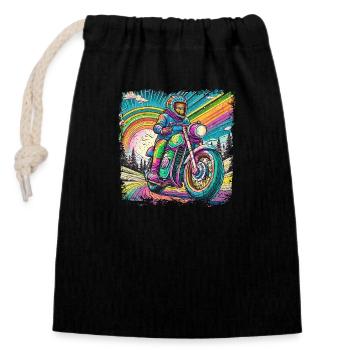 Berge im psychedelischem Biker-Rausch - Verschließbarer Geschenkbeutel aus Baumwolle (14x20cm) - Schwarz - Vorne