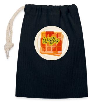 Breakfast waffles - Closable cotton gift bag (14x20cm) - navy - Front