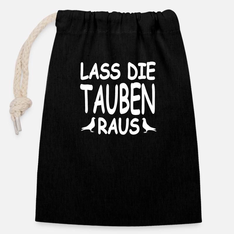Tauben - Verschließbarer Geschenkbeutel aus Baumwolle (14x20cm) - Schwarz