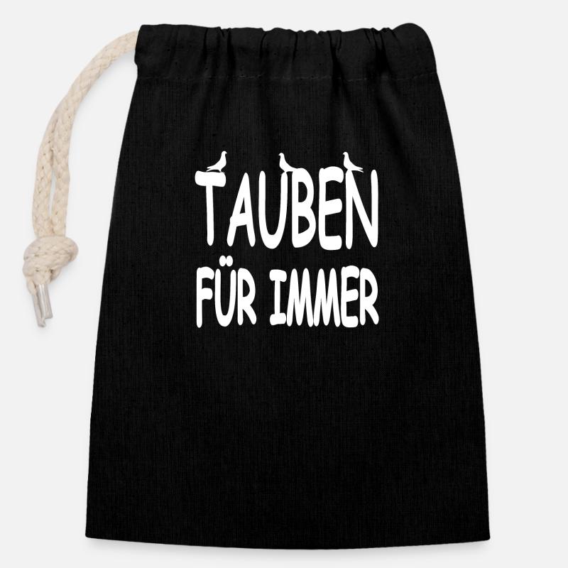 Tauben - Verschließbarer Geschenkbeutel aus Baumwolle (14x20cm) - Schwarz