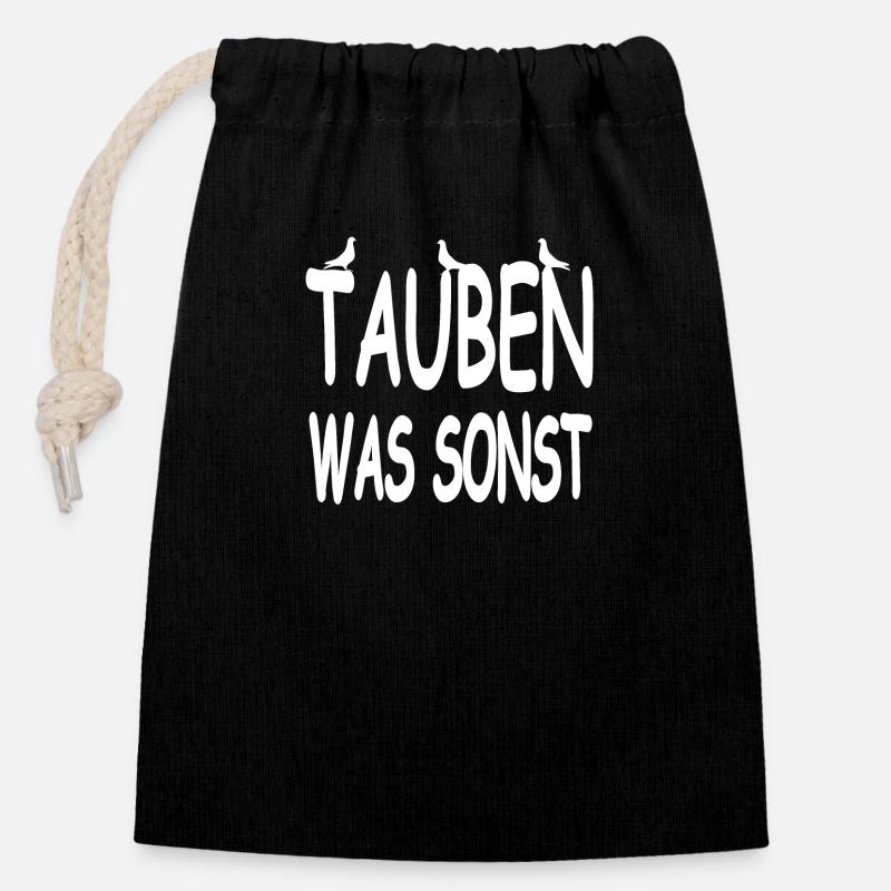 Tauben - Verschließbarer Geschenkbeutel aus Baumwolle (14x20cm) - Schwarz