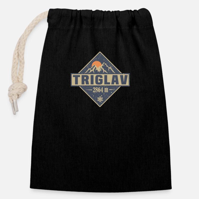 Triglav - Closable cotton gift bag (14x20cm) - black