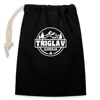 Triglav - Closable cotton gift bag (14x20cm) - black - Front