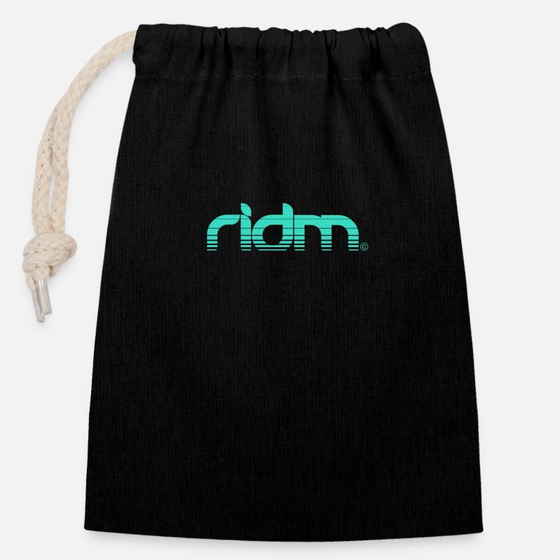 RIDM rayé - Sac cadeau en coton avec cordon (14 x 20 cm) - noir