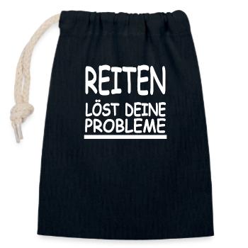 Reiten - Verschließbarer Geschenkbeutel aus Baumwolle (14x20cm) - Navy - Vorne