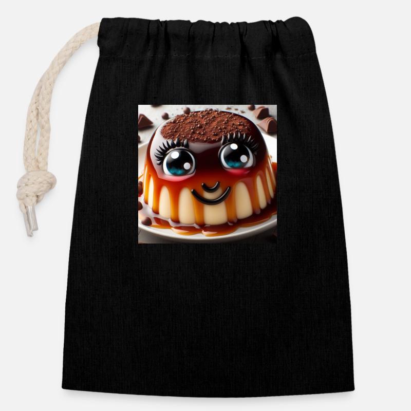 puddingface - Verschließbarer Geschenkbeutel aus Baumwolle (14x20cm) - Schwarz
