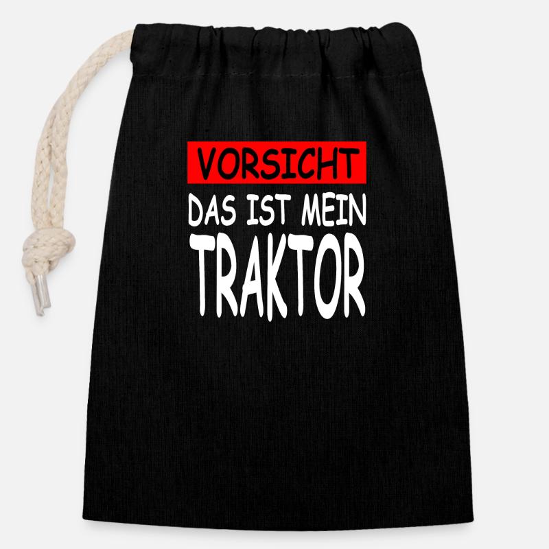 Traktor - Verschließbarer Geschenkbeutel aus Baumwolle (14x20cm) - Schwarz