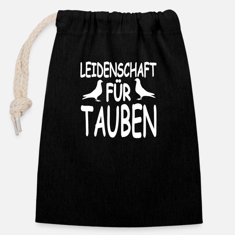 Tauben - Verschließbarer Geschenkbeutel aus Baumwolle (14x20cm) - Schwarz