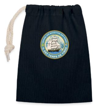 t- shirt humour marin breton " quand les mouettes" - Sac cadeau en coton avec cordon (14 x 20 cm) - bleu marine - Devant