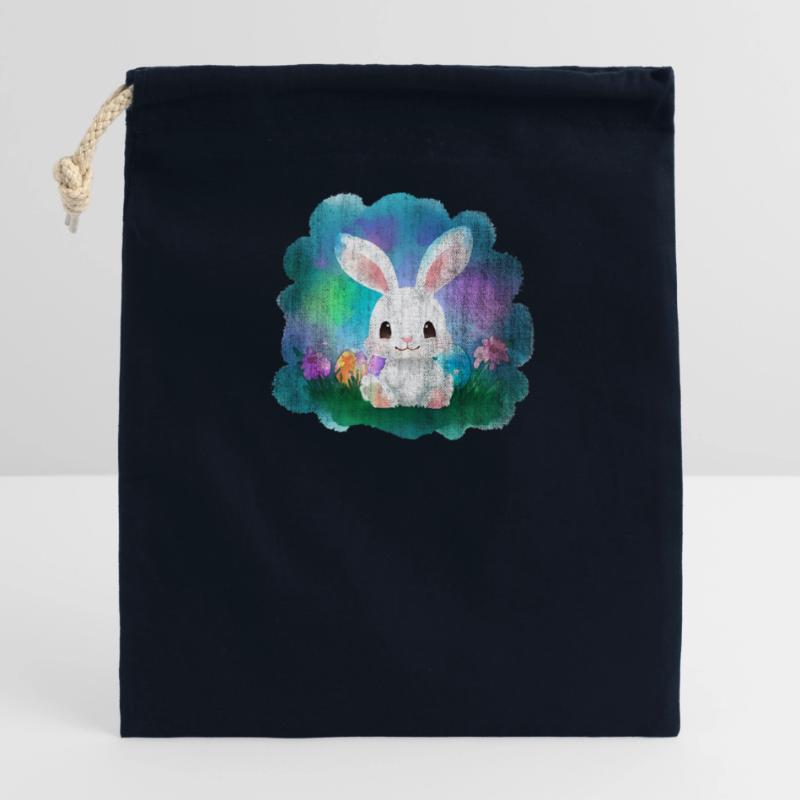 Easter Bunny Bunny Easter Eggs Eggs Closable cotton gift bag (14x20cm)