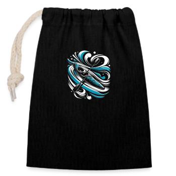 Kayak dans la vague - Sac cadeau en coton avec cordon (14 x 20 cm) - noir - Devant