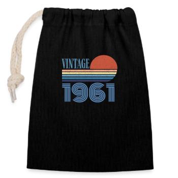 vintage 1961 - Closable cotton gift bag (14x20cm) - black - Front