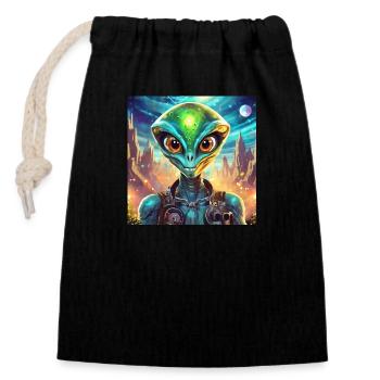 Firefly personnage drole extraterrestre 28830 - Sac cadeau en coton avec cordon (14 x 20 cm) - noir - Devant