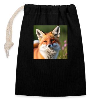 schlauer Fuchs - Verschließbarer Geschenkbeutel aus Baumwolle (14x20cm) - Schwarz - Vorne