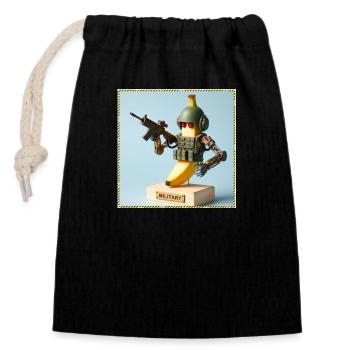 Banane Militär - Verschließbarer Geschenkbeutel aus Baumwolle (14x20cm) - Schwarz - Vorne
