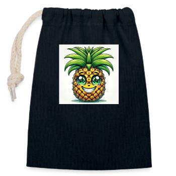 Pineapple - Closable cotton gift bag (14x20cm) - navy - Front