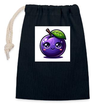 Plum purple - Closable cotton gift bag (14x20cm) - navy - Front