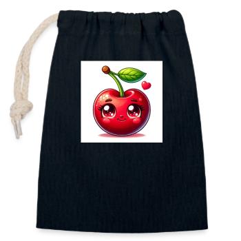 Cherry - Closable cotton gift bag (14x20cm) - navy - Front