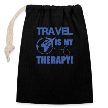 travel therapy - Verschließbarer Geschenkbeutel aus Baumwolle (14x20cm) - Schwarz - Vorne