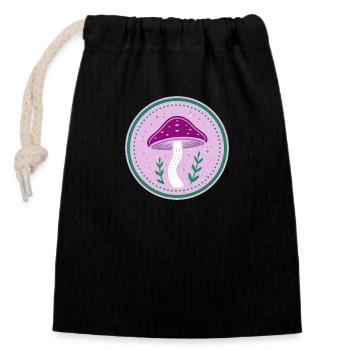 Mystic mushroom - Closable cotton gift bag (14x20cm) - black - Front