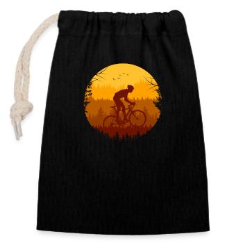 cycling and autumn forest - Closable cotton gift bag (14x20cm) - black - Front