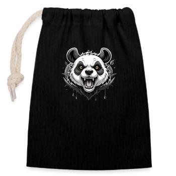 panda - Closable cotton gift bag (14x20cm) - black - Front
