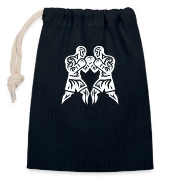 Fist Boxer Tattoo Fighter Sparring Style - Closable cotton gift bag (14x20cm) - navy - Front