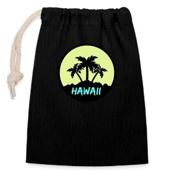 hawaii palmen - Verschließbarer Geschenkbeutel aus Baumwolle (14x20cm) - Schwarz - Vorne