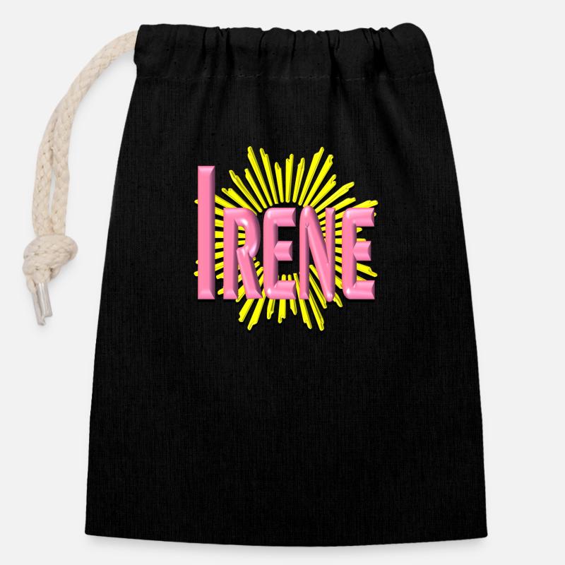 Irene2 - Sac cadeau en coton avec cordon (14 x 20 cm) - noir