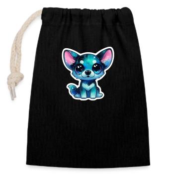 Cute dog - Closable cotton gift bag (14x20cm) - black - Front