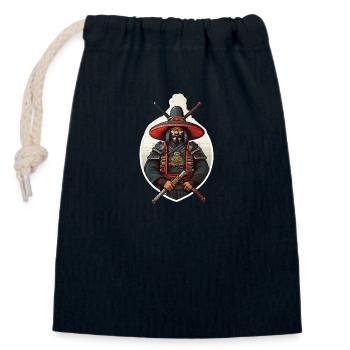 Japan Samurai Warrior - Closable cotton gift bag (14x20cm) - navy - Front