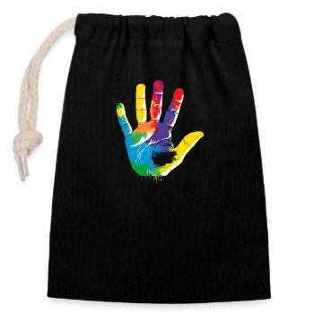 rainbow - Closable cotton gift bag (14x20cm) - black - Front