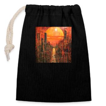 La ville au soleil - Sac cadeau en coton avec cordon (14 x 20 cm) - noir - Devant