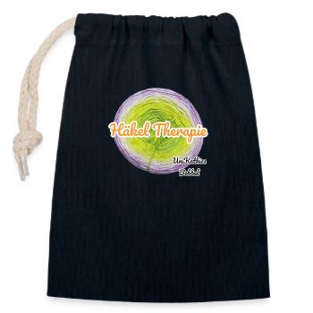 Häkel Therapie - Verschließbarer Geschenkbeutel aus Baumwolle (14x20cm) - Navy - Vorne