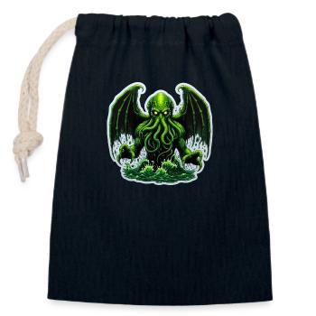 Lovecraftian Cthulhu toxic green tentacles - Closable cotton gift bag (14x20cm) - navy - Front