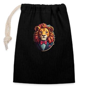 Bande dessinée Leo - Sac cadeau en coton avec cordon (14 x 20 cm) - noir - Devant