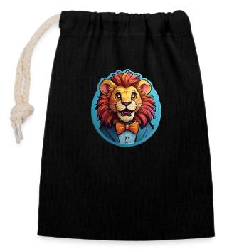 Bande dessinée Leo - Sac cadeau en coton avec cordon (14 x 20 cm) - noir - Devant