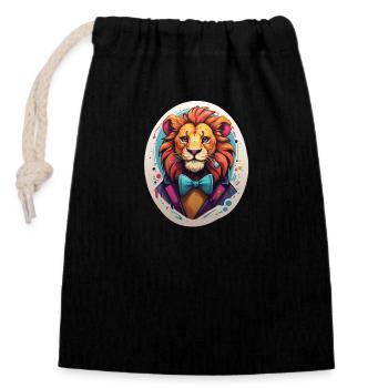 Bande dessinée Leo - Sac cadeau en coton avec cordon (14 x 20 cm) - noir - Devant