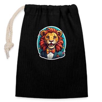 Bande dessinée Leo - Sac cadeau en coton avec cordon (14 x 20 cm) - noir - Devant