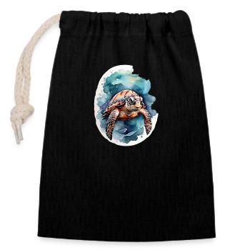 Sea's turtle under water - Closable cotton gift bag (14x20cm) - black - Front