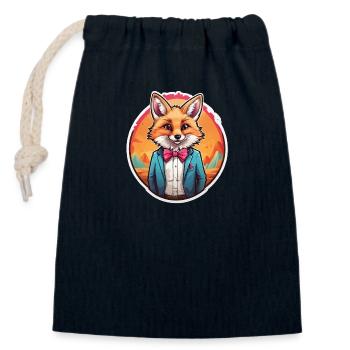 Renard comique drôle - Sac cadeau en coton avec cordon (14 x 20 cm) - bleu marine - Devant