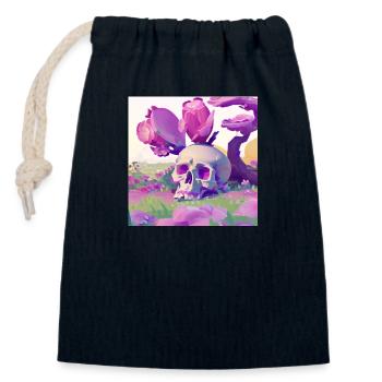 Skull in Paradise - Verschließbarer Geschenkbeutel aus Baumwolle (14x20cm) - Navy - Vorne