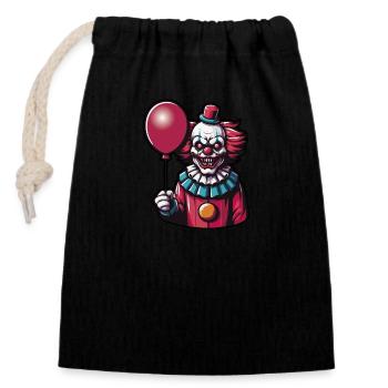 Creepy clown with red hairholding a Red Balloon - Closable cotton gift bag (14x20cm) - black - Front