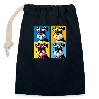 Pop Miniature Schnauzer Dog Portrait - Pet Portrai - Closable cotton gift bag (14x20cm) - navy - Front