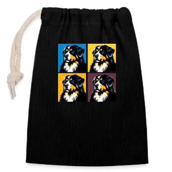 Pop Bouvier bernois chien Portrait - Sac cadeau en coton avec cordon (14 x 20 cm) - noir - Devant