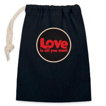 L’amour (c’est tout ce dont vous avez besoin) Œuvres d’art originales - Sac cadeau en coton avec cordon (14 x 20 cm) - bleu marine - Devant