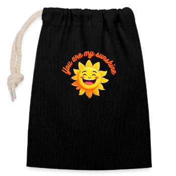 'You are my sunshine' message gentil et positif - Sac cadeau en coton avec cordon (14 x 20 cm) - noir - Devant