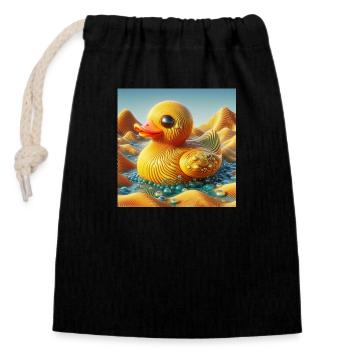 Bathing Duck in a Surreal World Liminal Space - Closable cotton gift bag (14x20cm) - black - Front