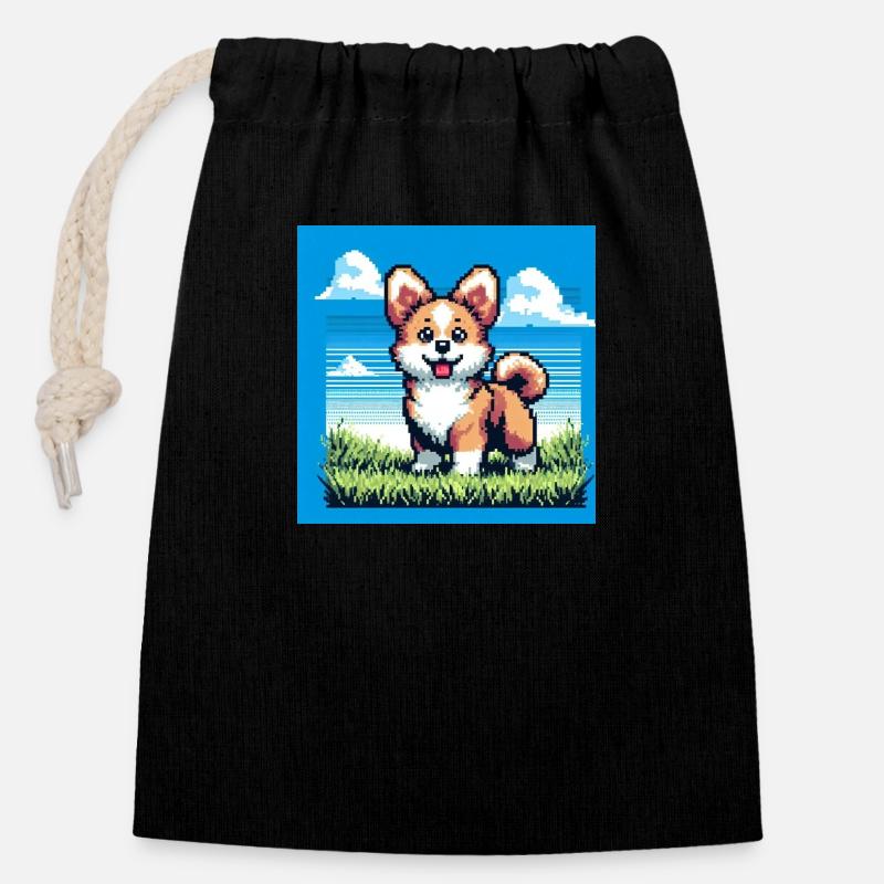 Funny dog - Closable cotton gift bag (14x20cm) - black